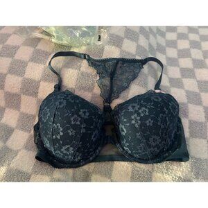Victoria's Secret Sexy Tee FRONT-Close Lace Pusch-Up Bra - 34 D Navy Blue NWT